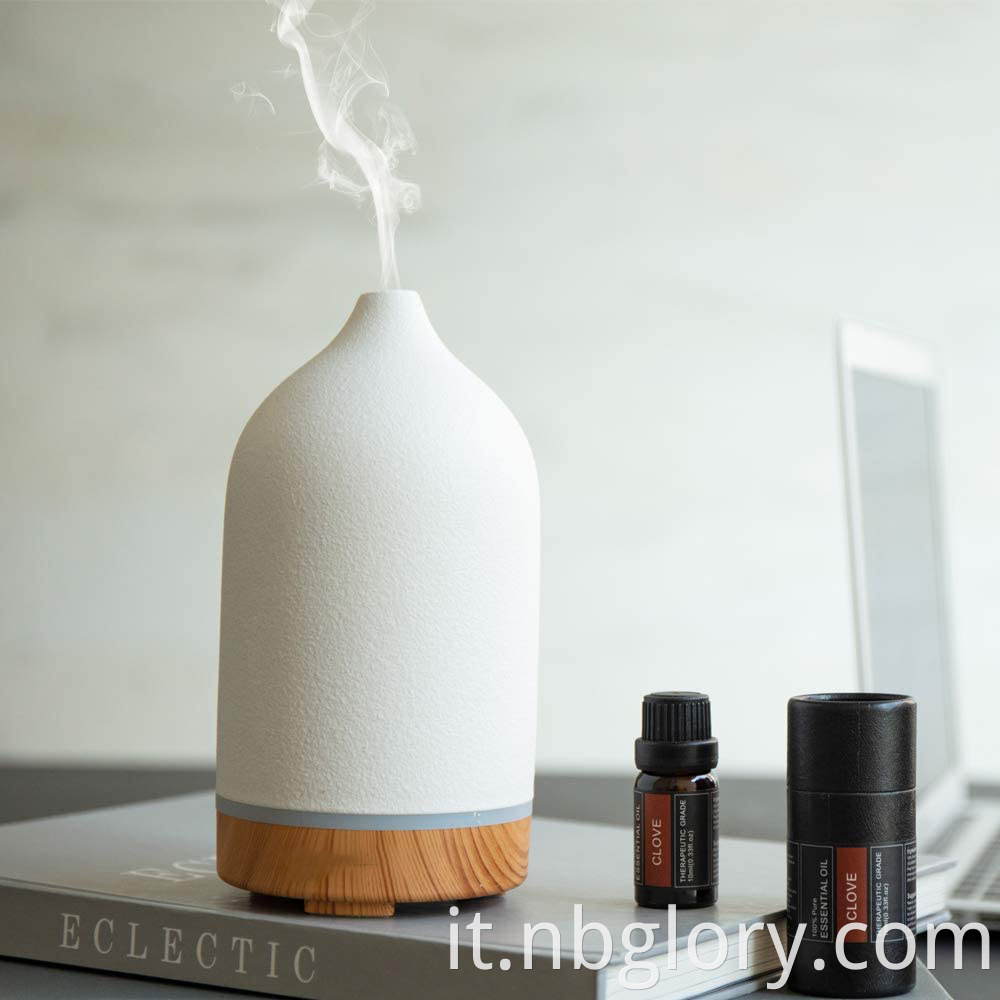 Ceramic Aromatherapy Essential Oil Diffuser 100ml Ultrasonic Aroma Oil Diffuser Humidifier Timer Setting with 7 LED Colors